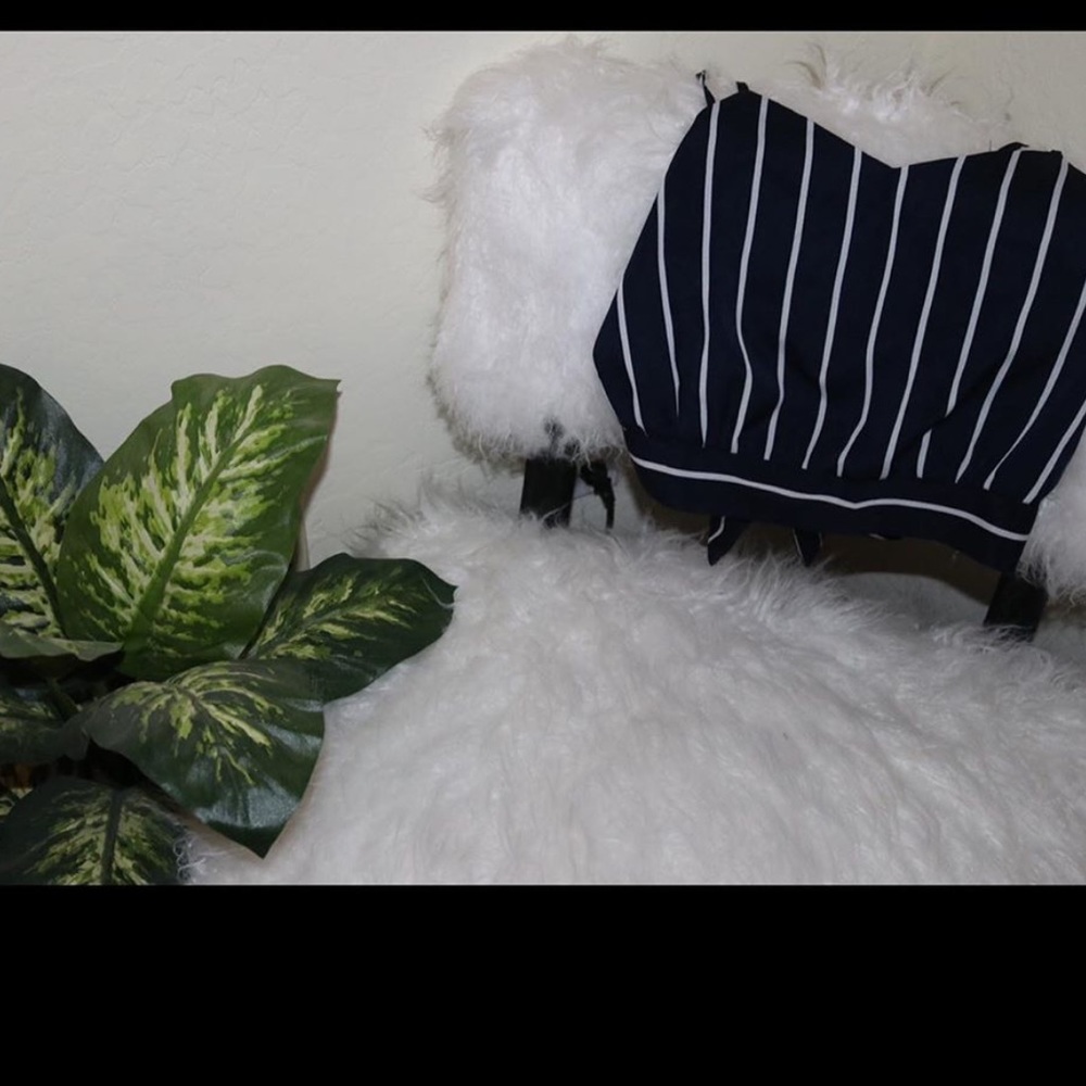 COPY - Navy & White Stripped Cropped Tank
